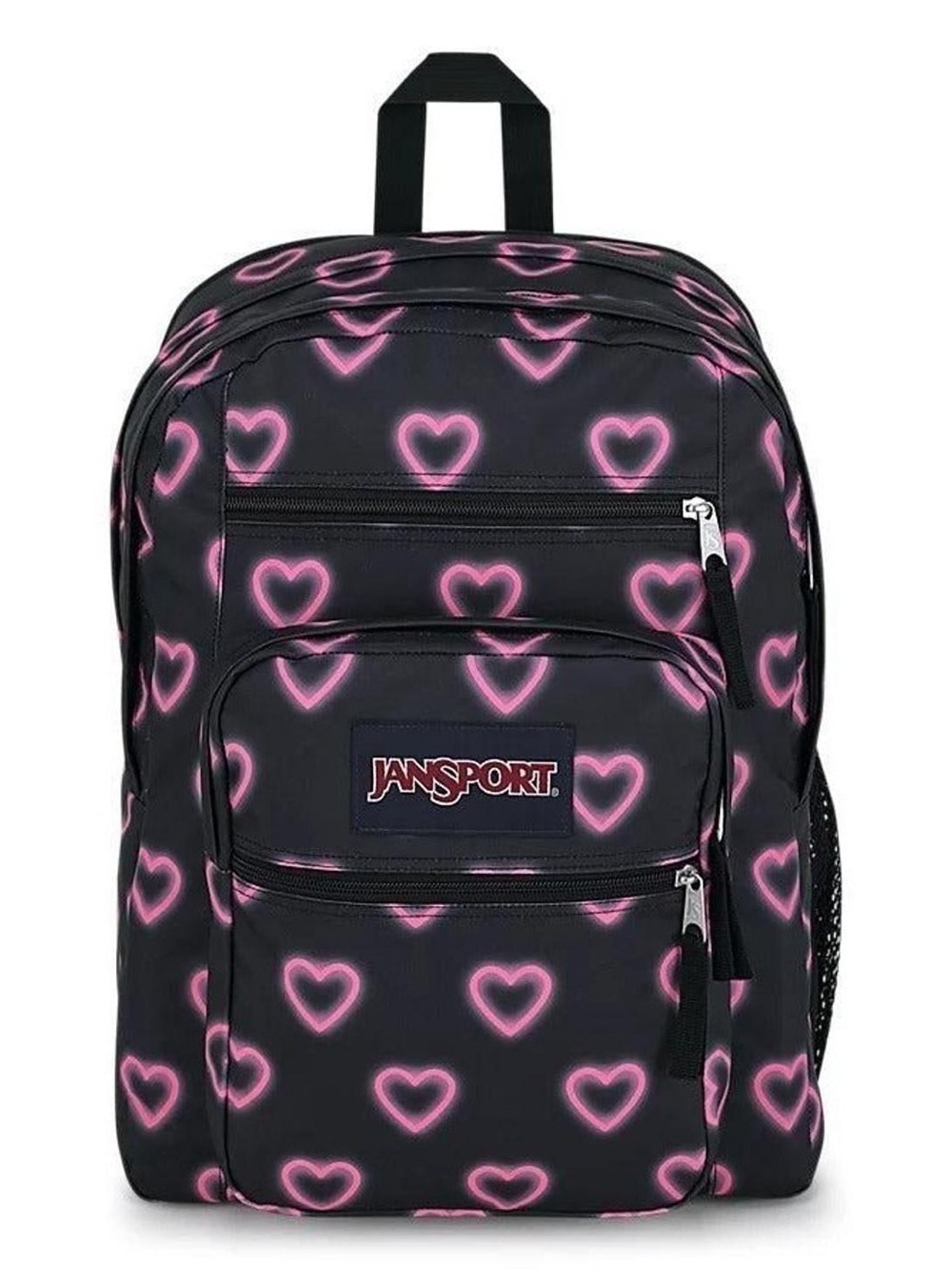 NEW - Jansport Black Backpack with Pink Heart Pattern